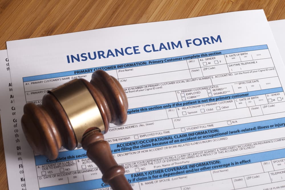 Insurance claim form to be filled out.